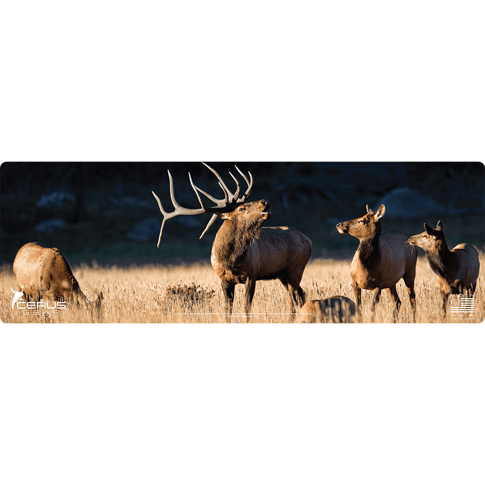 Bull Elk with Herd Wildlife Gun Mat