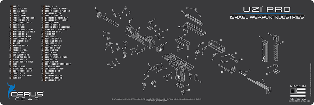 IWI Uzi Pro Schematic Rifle Mat