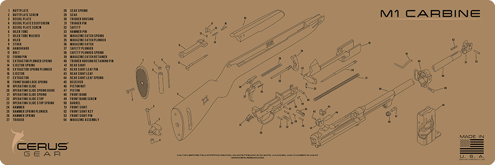 M1 Carbine Schematic Rifle Mat