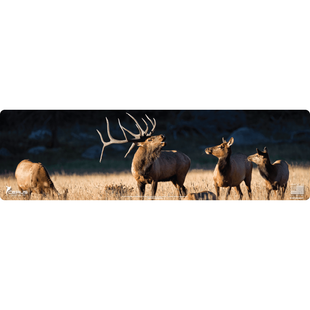 Bull Elk with Herd Wildlife Gun Mat