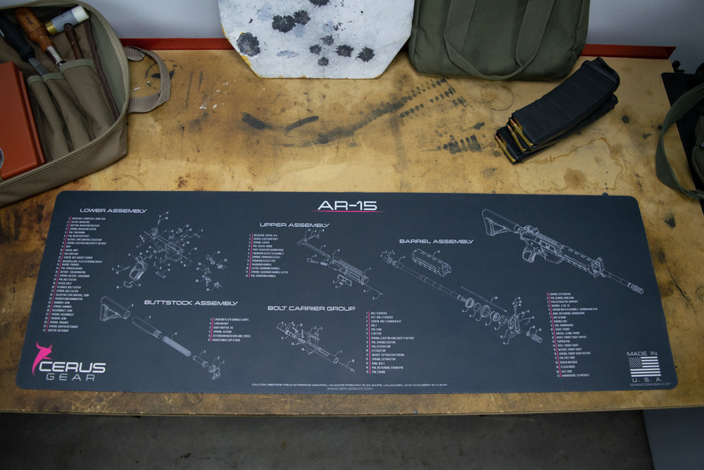 AR 15 SCHEMATIC PARTS LIST GUN CLEANING PRO MAT PINK WOMAN'S