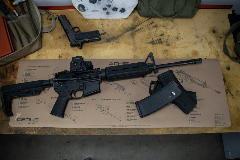 AR 15 SCHEMATIC PARTS LIST GUN CLEANING PRO MAT TAN COYOTE