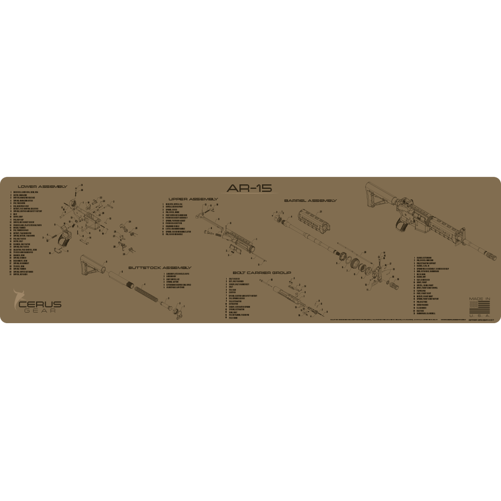 Flat Dark Earth Jumbo Schematic AR-15 Cleaning Mat