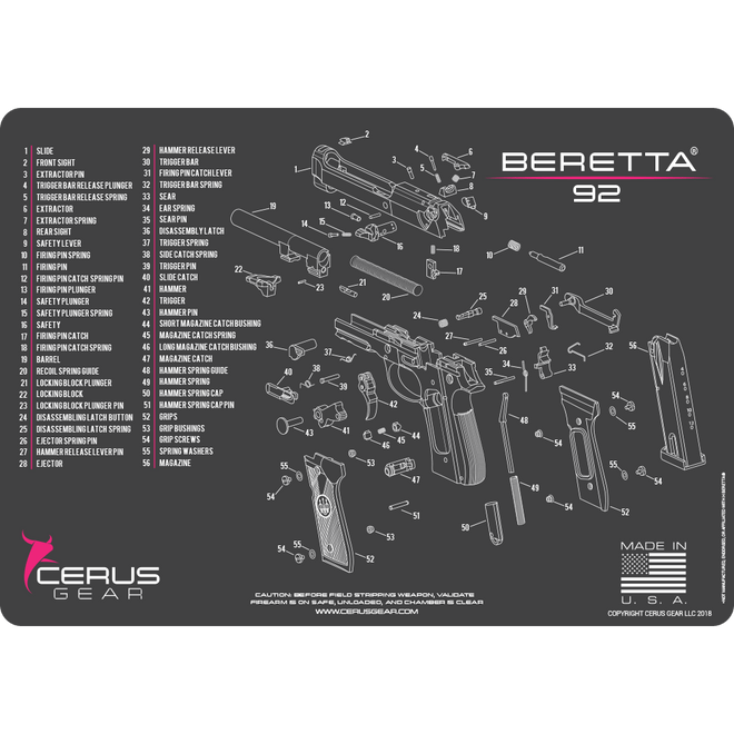 Beretta® 92 Schematic Handgun Mat