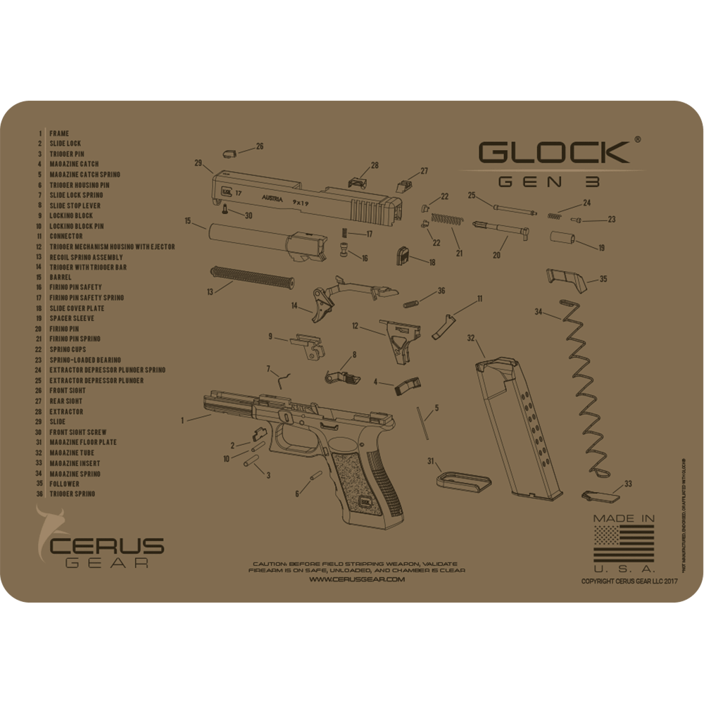 BEST GLOCK GEN3 PISTOL SCHEMATIC TACTICAL BROWN