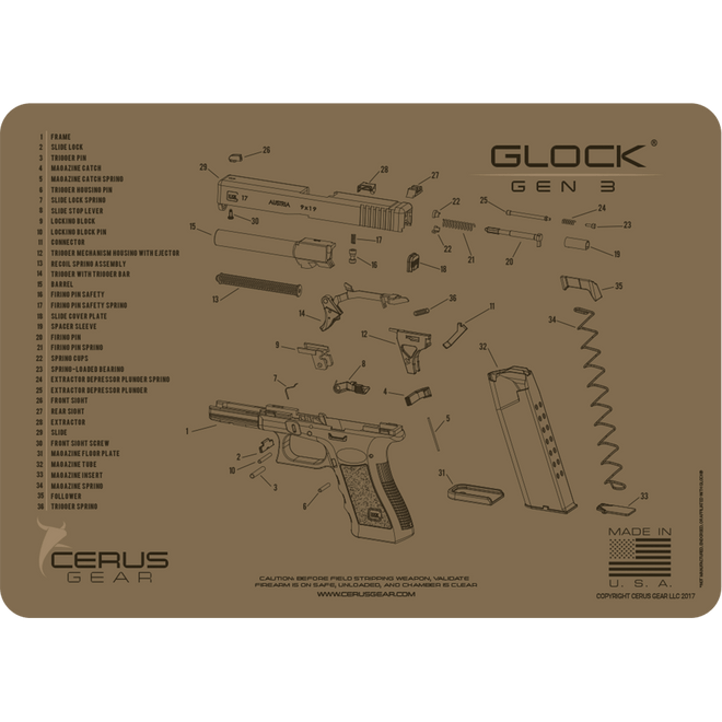 BEST GLOCK GEN3 PISTOL SCHEMATIC TACTICAL BROWN