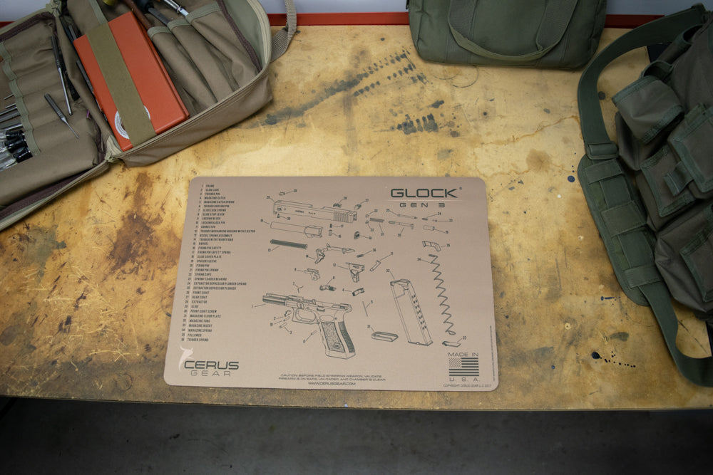 GLOCK GEN 3 1 2 GUN CLEANING BENCH MAT COYOTE TAN