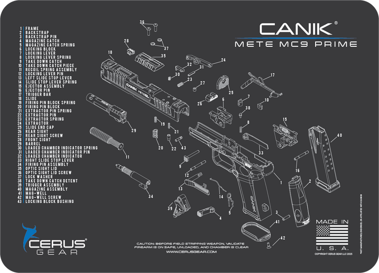 Canik® METE MC9 Prime Schematic Handgun Mat