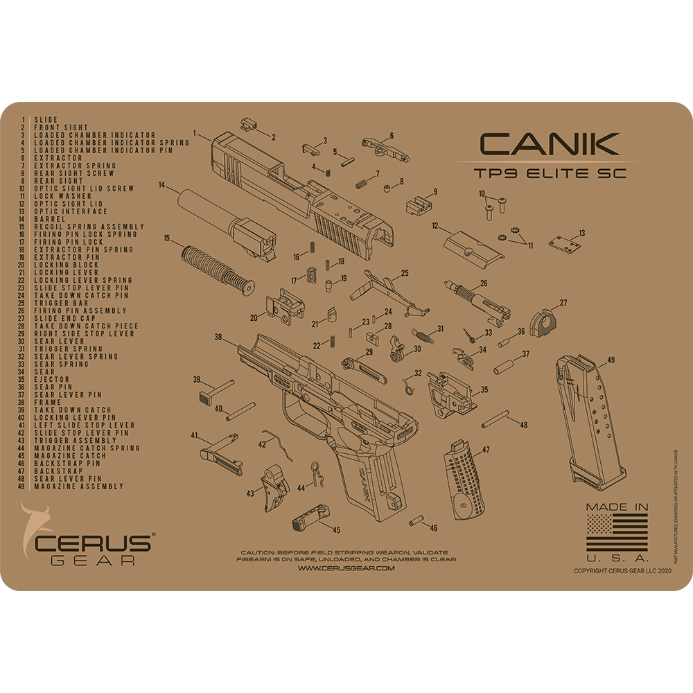 CANIK® TP9 Elite SC Schematic Handgun Mat