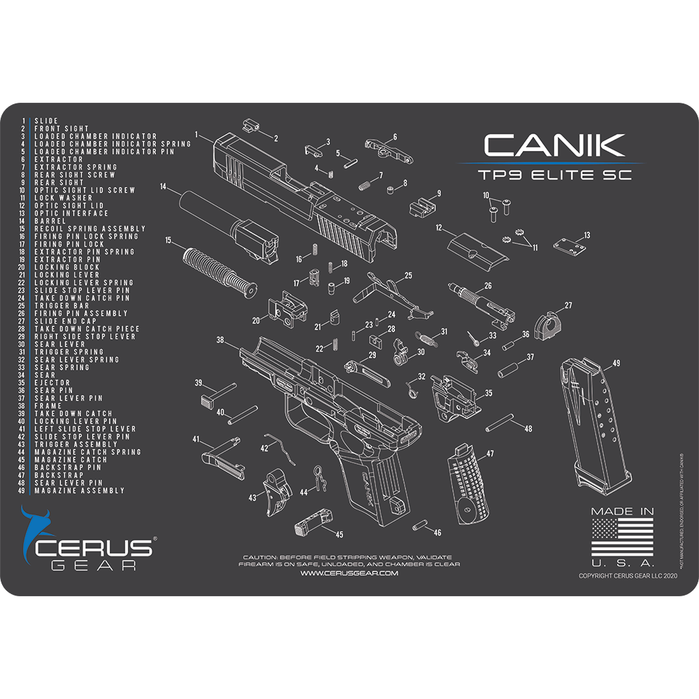 CANIK® TP9 Elite SC Schematic Handgun Mat