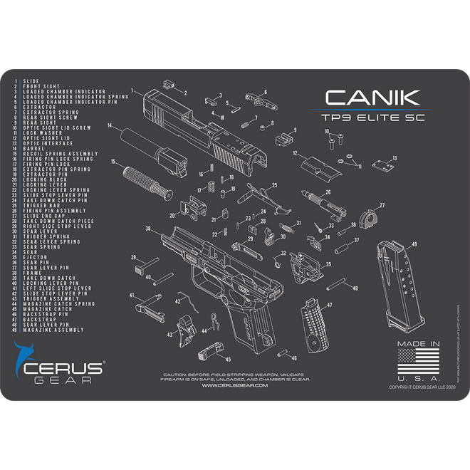CANIK® TP9 Elite SC Schematic Handgun Mat