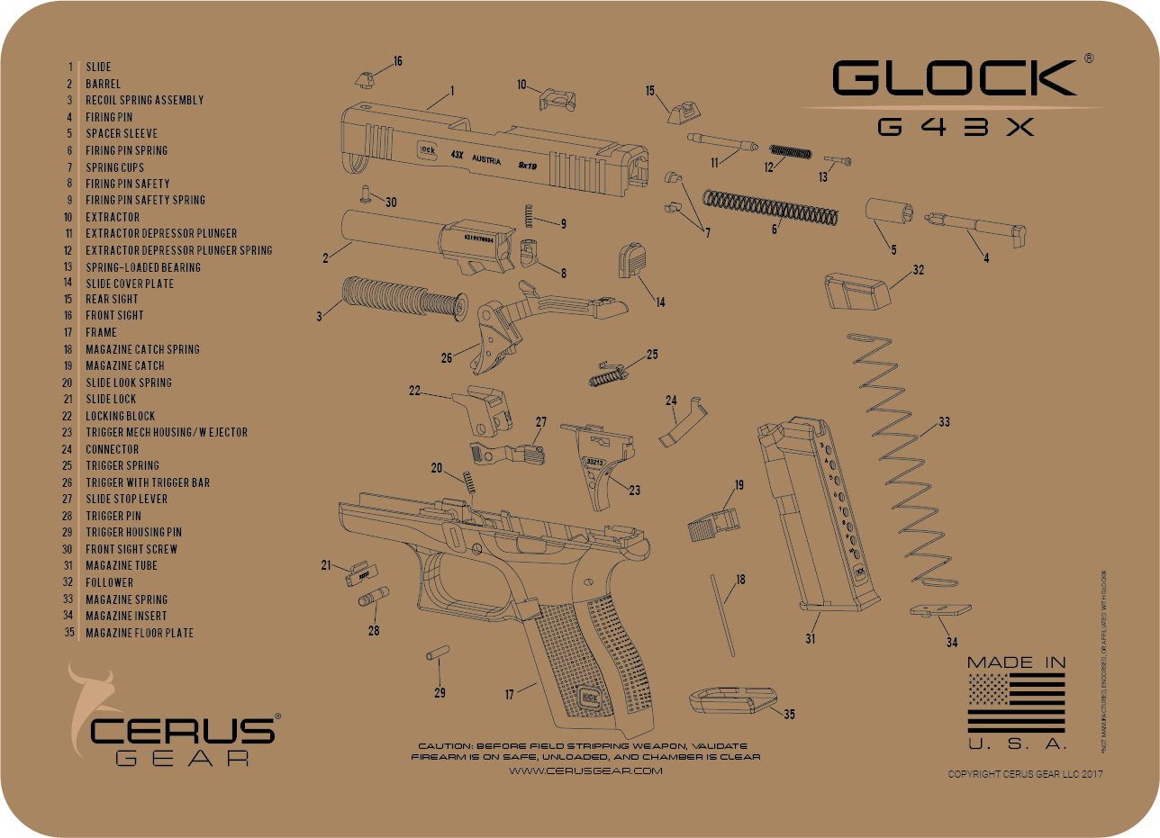 Glock® 43X Schematic Handgun Mat