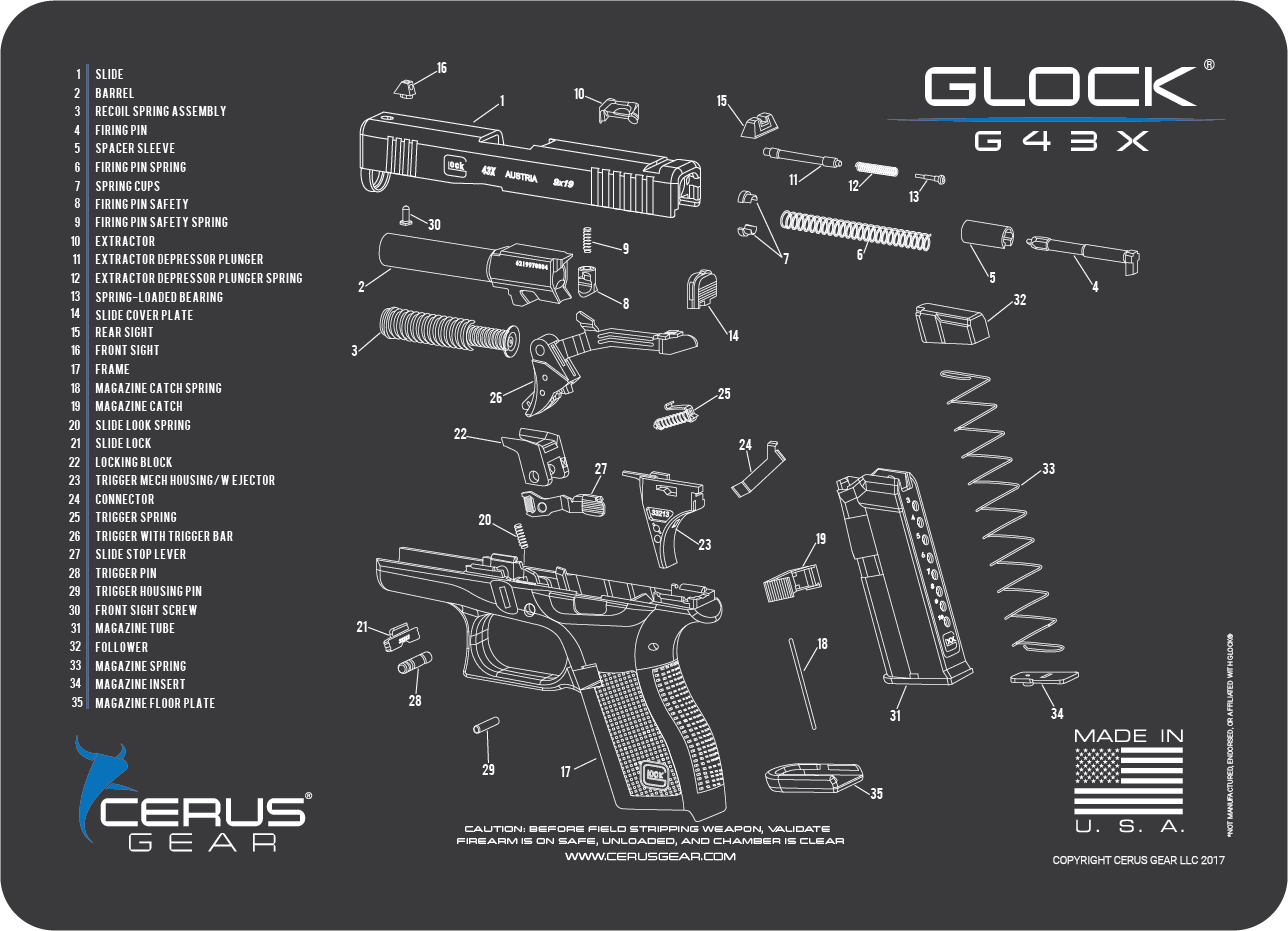 Glock® 43X Schematic Handgun Mat