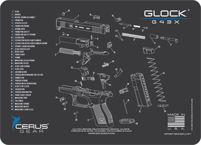 Glock® 43X Schematic Handgun Mat