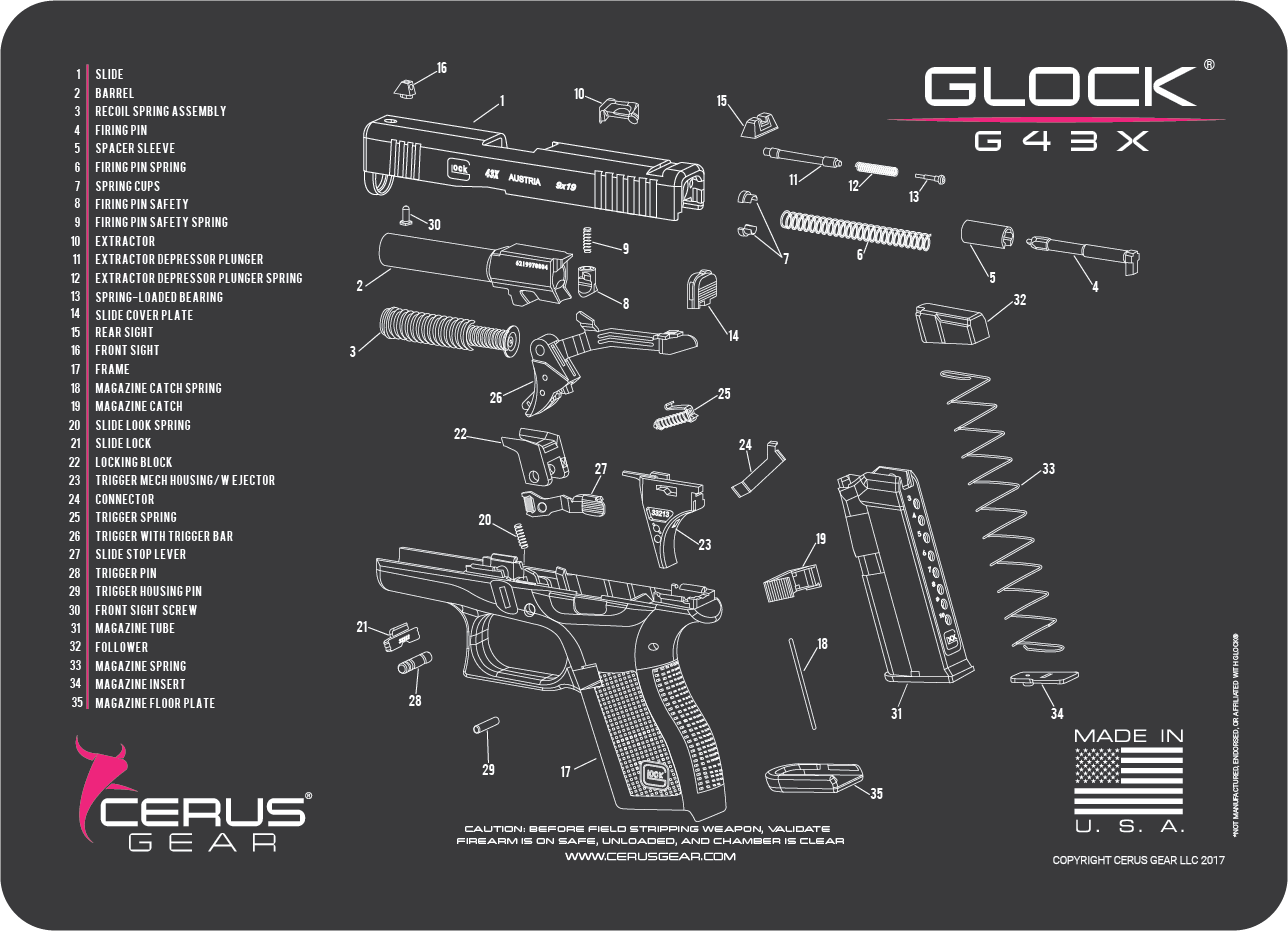 Glock® 43X Schematic Handgun Mat