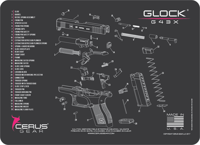 Glock® 43X Schematic Handgun Mat