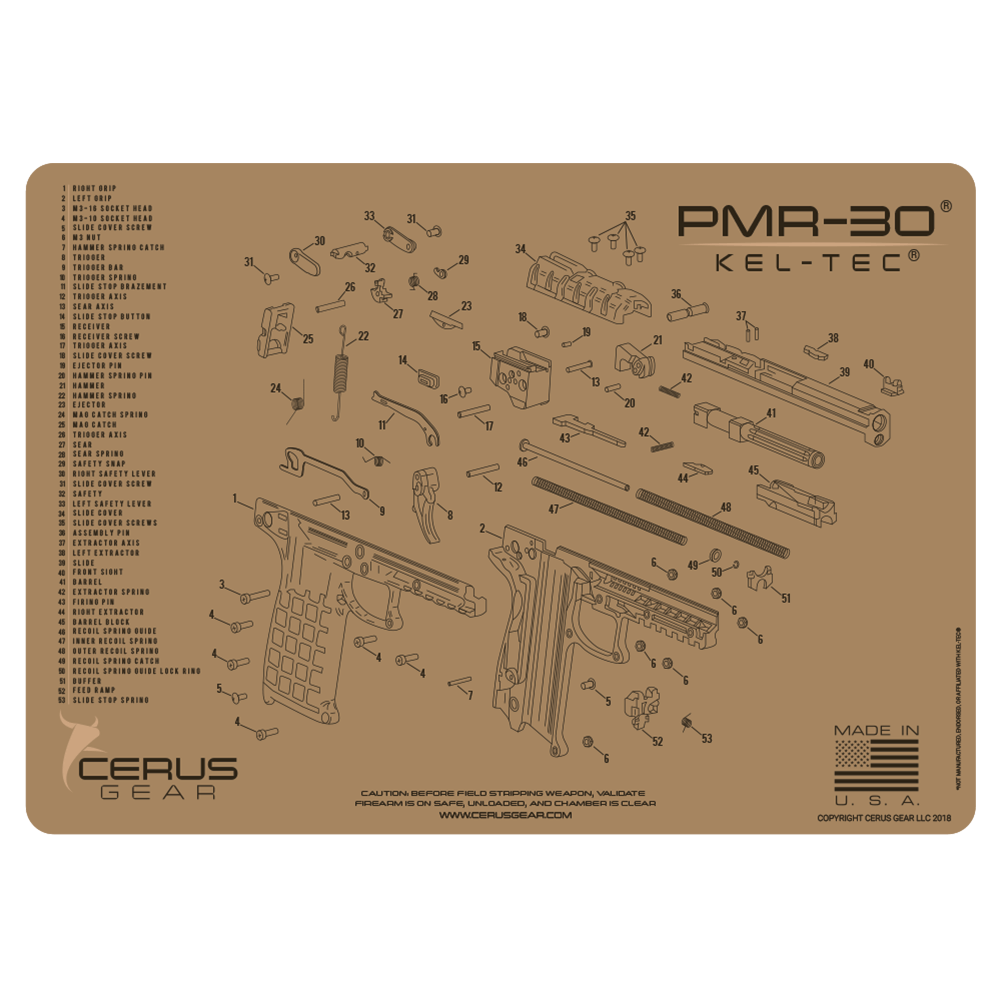 Kel-Tec® PMR-30 Schematic Handgun Mat