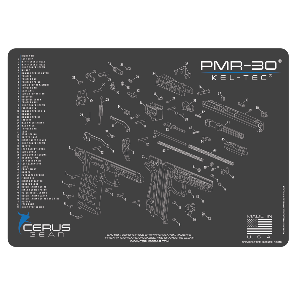 Kel-Tec® PMR-30 Schematic Handgun Mat