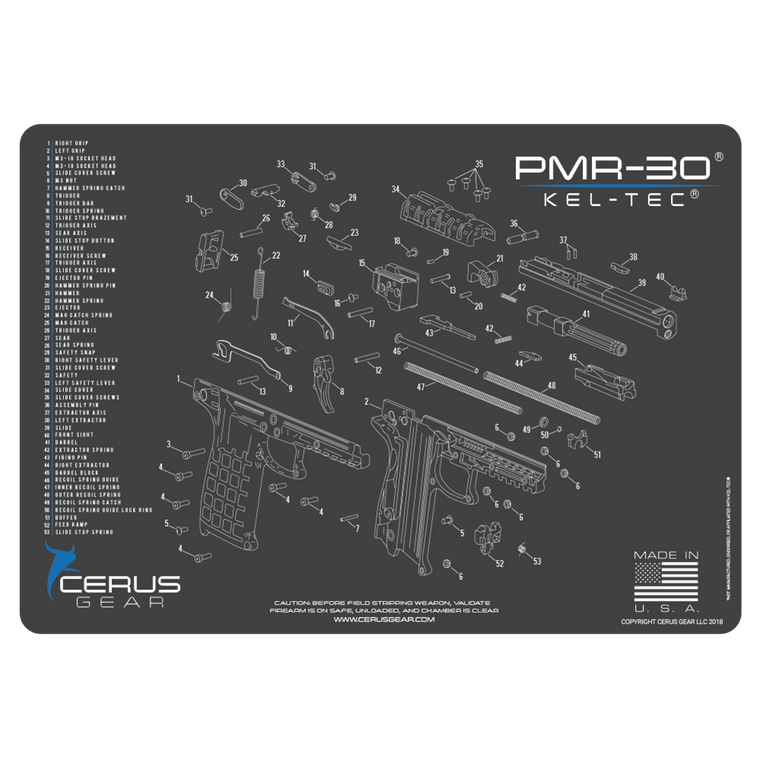 Kel-Tec® PMR-30 Schematic Handgun Mat