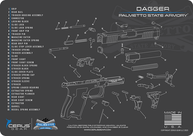 Palmetto State Armory Dagger Schematic Handgun Mat