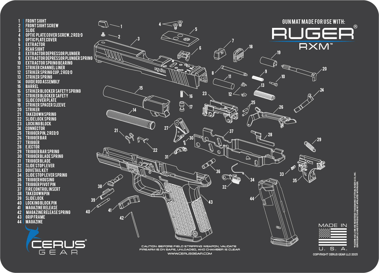 Ruger® RXM® Handgun Schematic Gun Mat