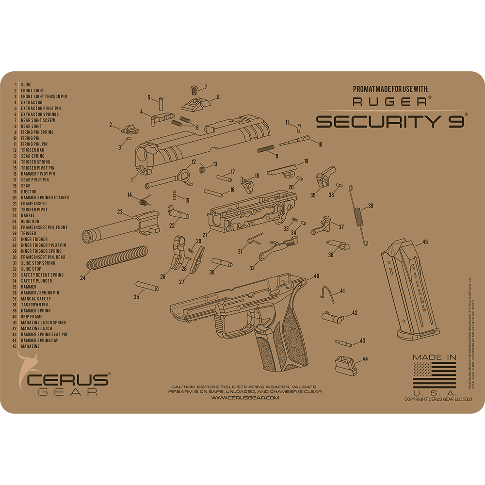 Ruger Security 9® Schematic Handgun Mat