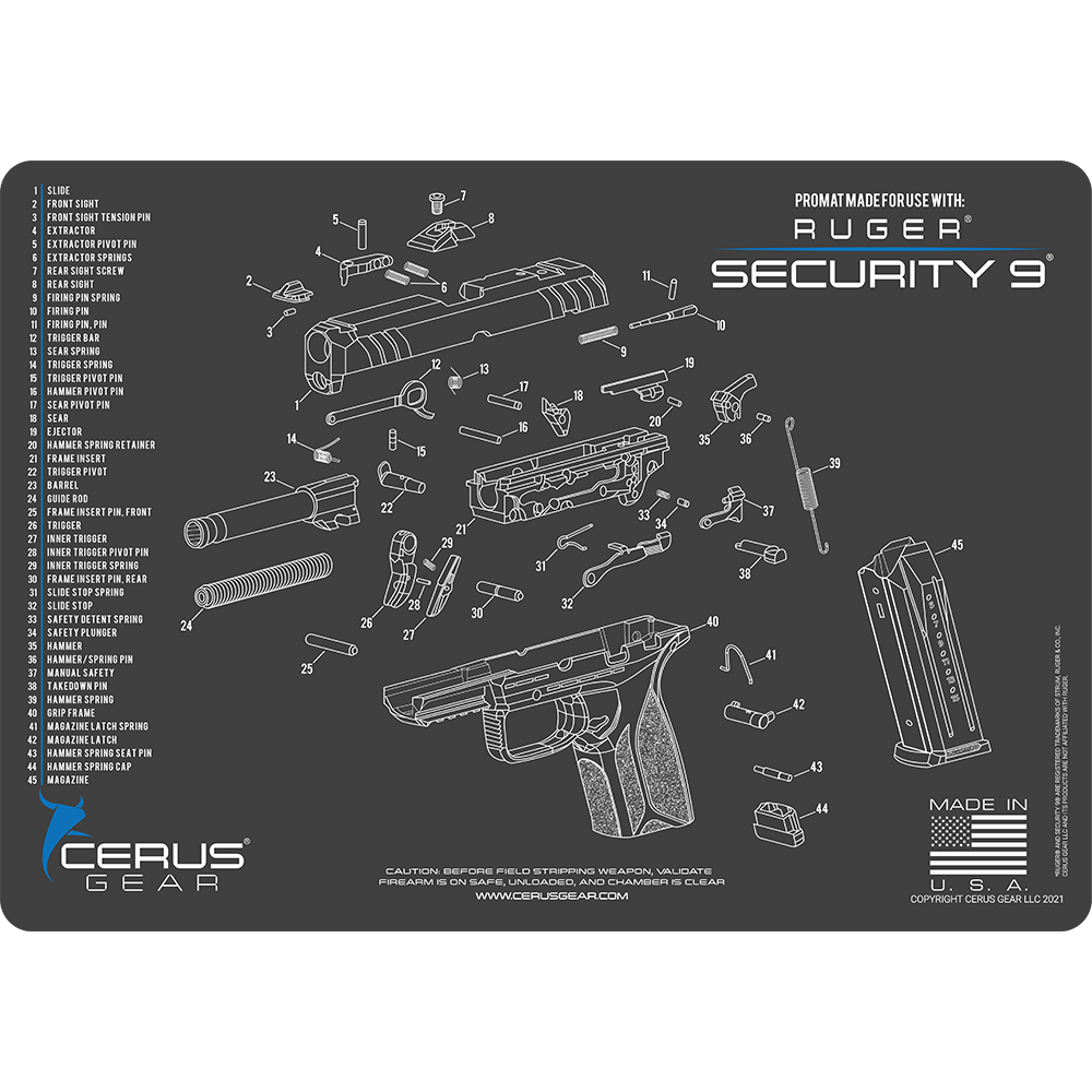 Ruger Security 9® Schematic Handgun Mat