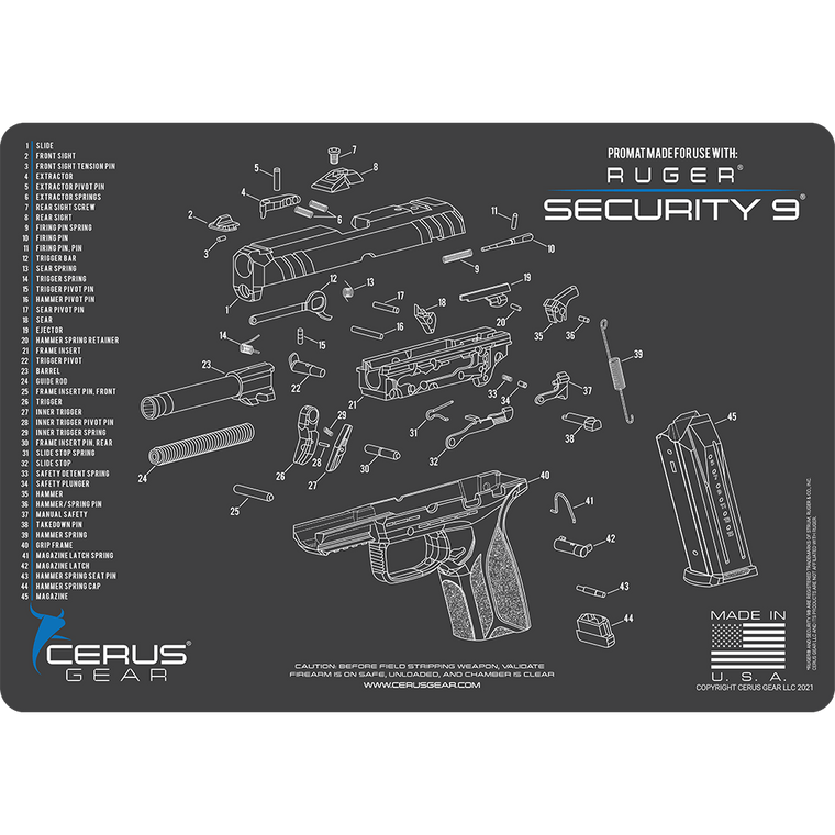 Ruger Security 9® Schematic Handgun Mat