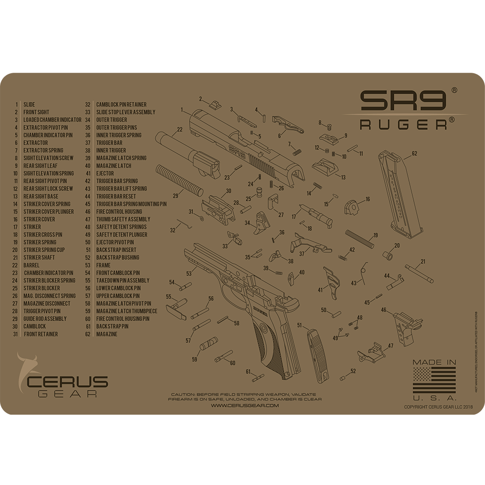 Ruger SR9® Schematic Handgun Mat