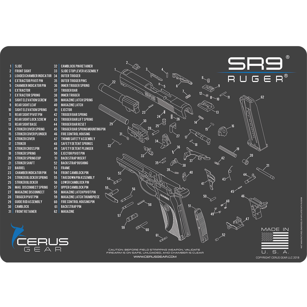 Ruger SR9® Schematic Handgun Mat