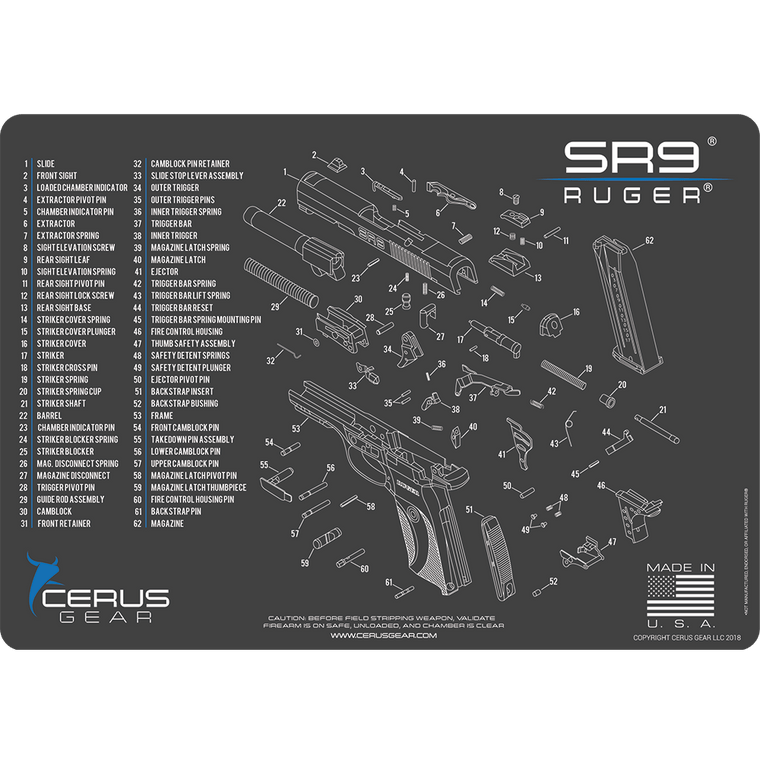 Ruger SR9® Schematic Handgun Mat