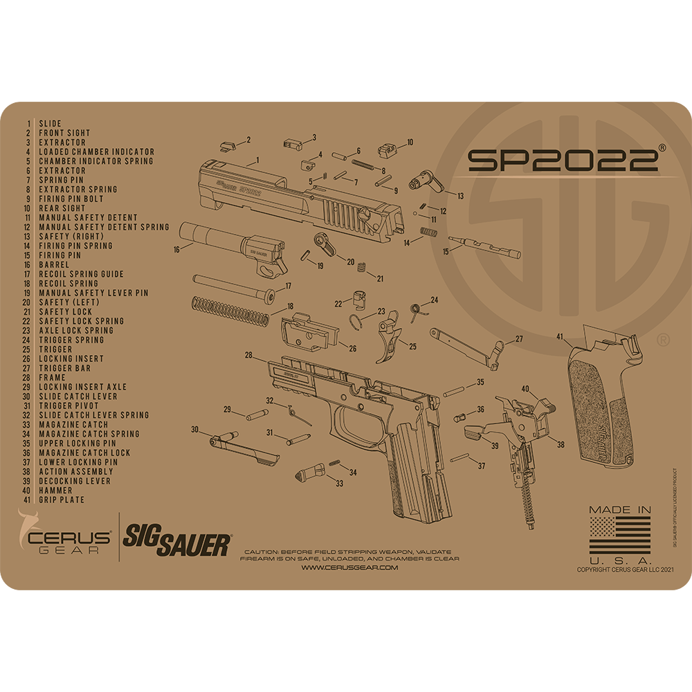 SIG SAUER® SP2022 Schematic Handgun Mat