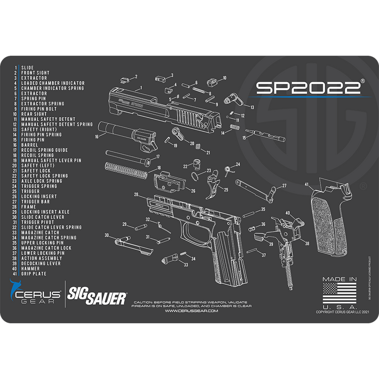 SIG SAUER® SP2022 Schematic Handgun Mat
