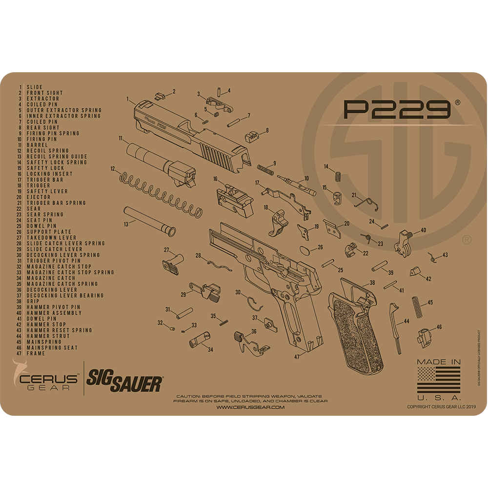 SIG SAUER® P229 Schematic Handgun Mat