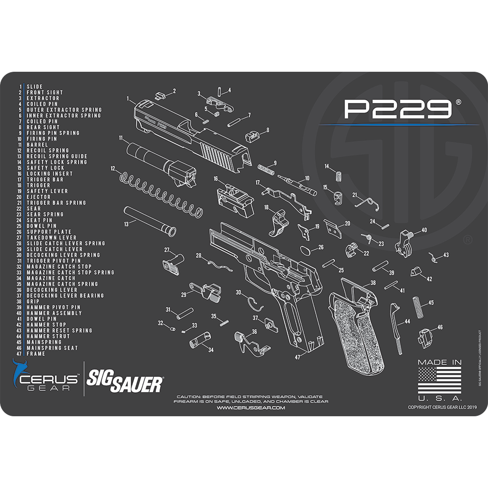 SIG SAUER® P229 Schematic Handgun Mat