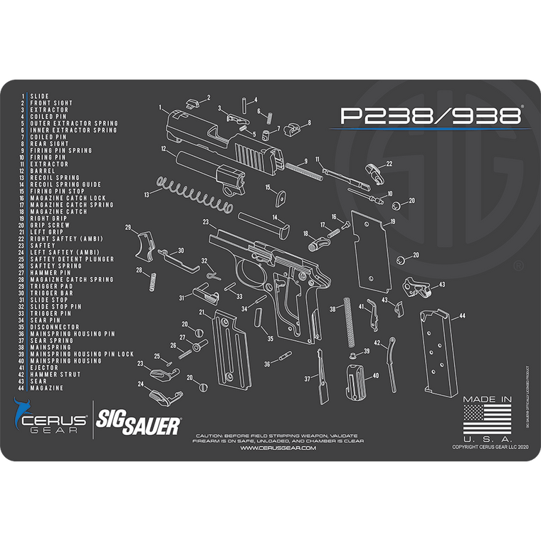 SIG SAUER® P238/P938 Schematic Handgun Mat