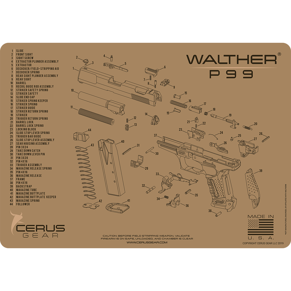 Walther® P99® Schematic Handgun Mat
