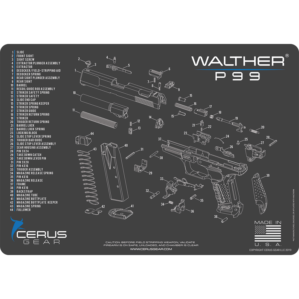 Walther® P99® Schematic Handgun Mat