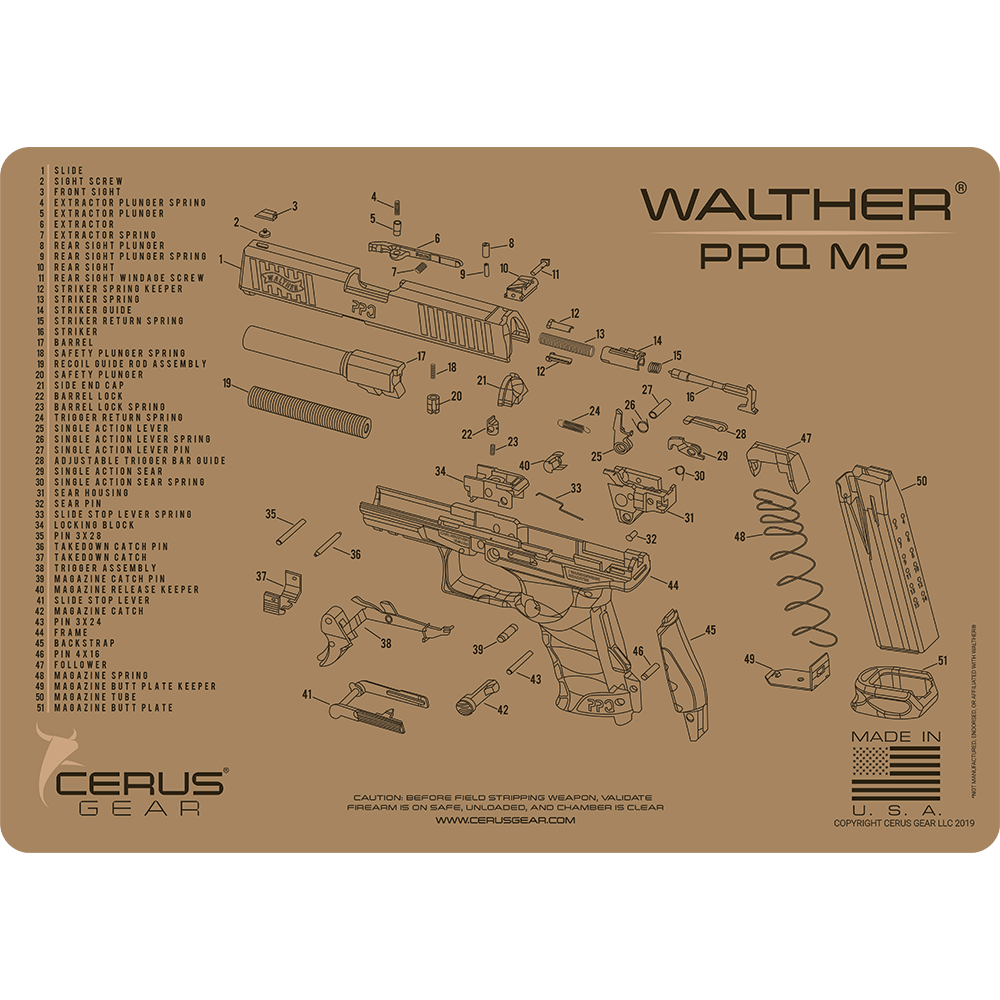 Walther® PPQ M2 Schematic Handgun Mat