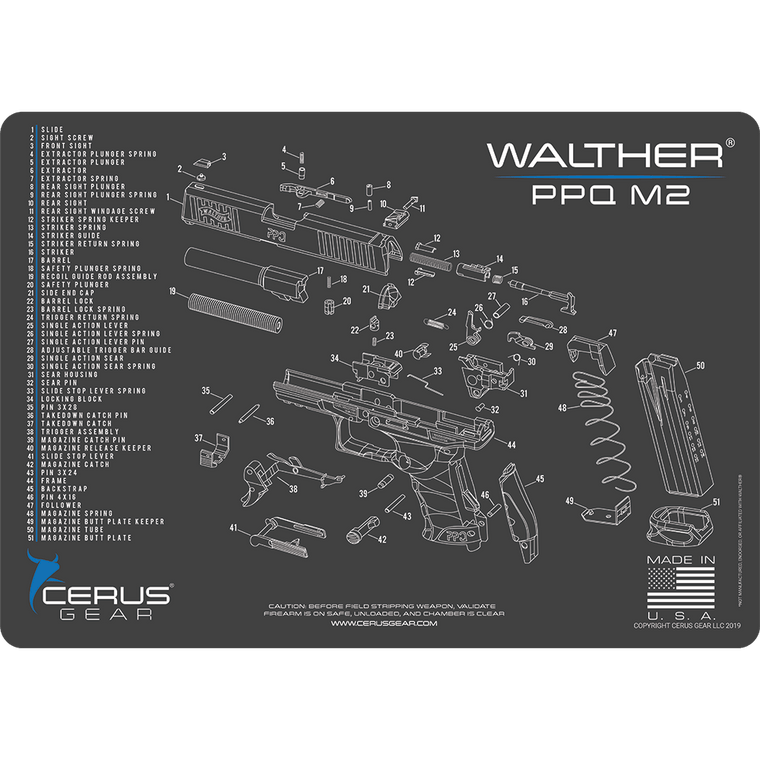 Walther® PPQ M2 Schematic Handgun Mat