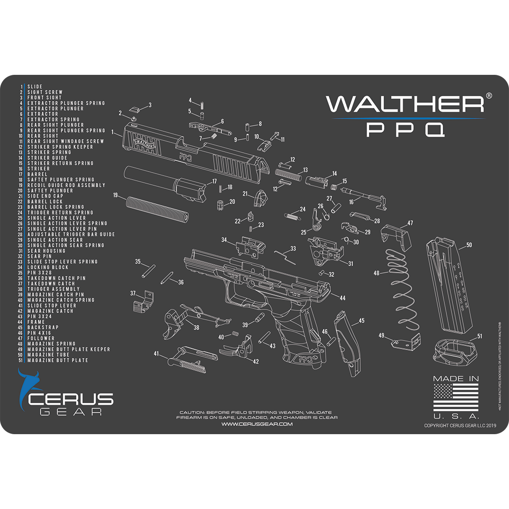 Walther® PPQ® Schematic Handgun Mat