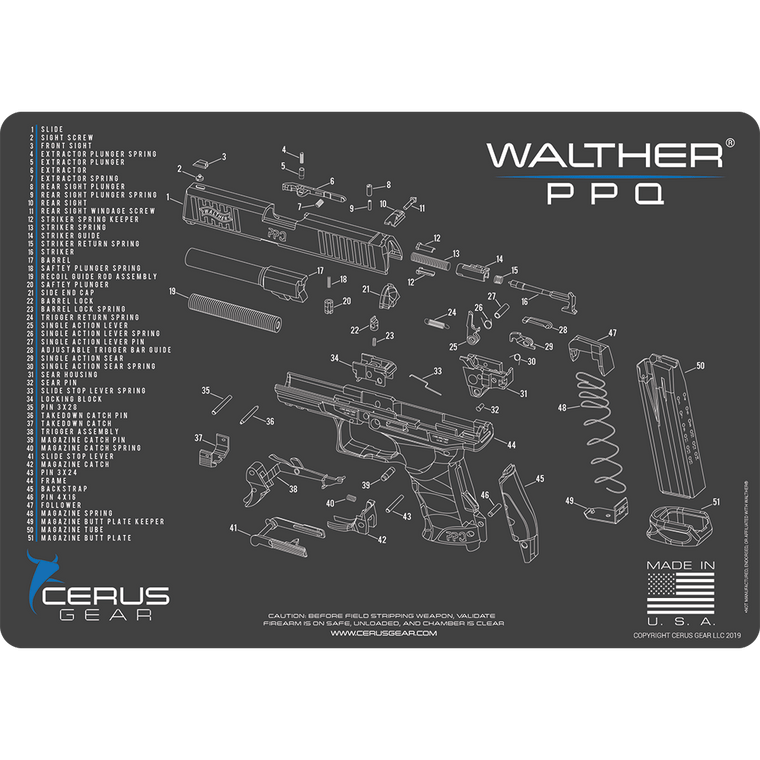 Walther® PPQ® Schematic Handgun Mat