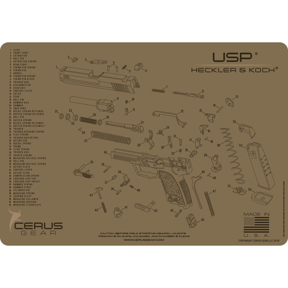 Heckler & Koch® USP® Schematic Handgun Mat