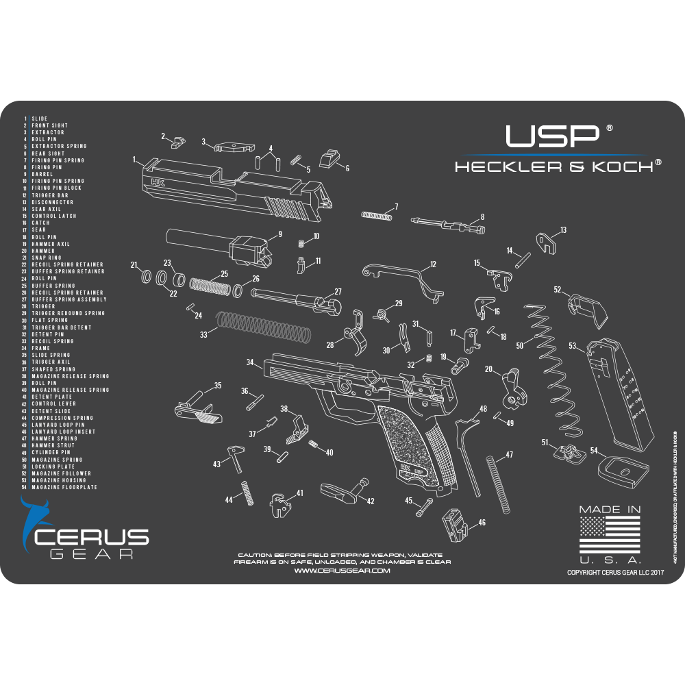 Heckler & Koch® USP® Schematic Handgun Mat
