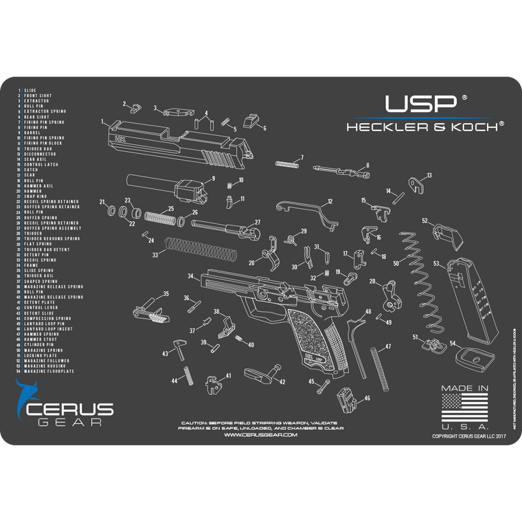 Heckler & Koch® USP® Schematic Handgun Mat