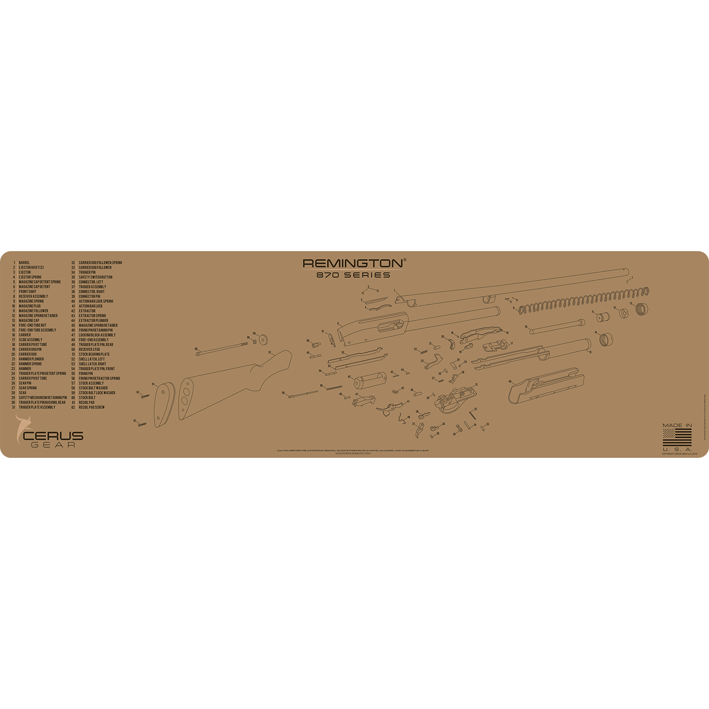 Remington 870 Schematic Magnum Gun Mat