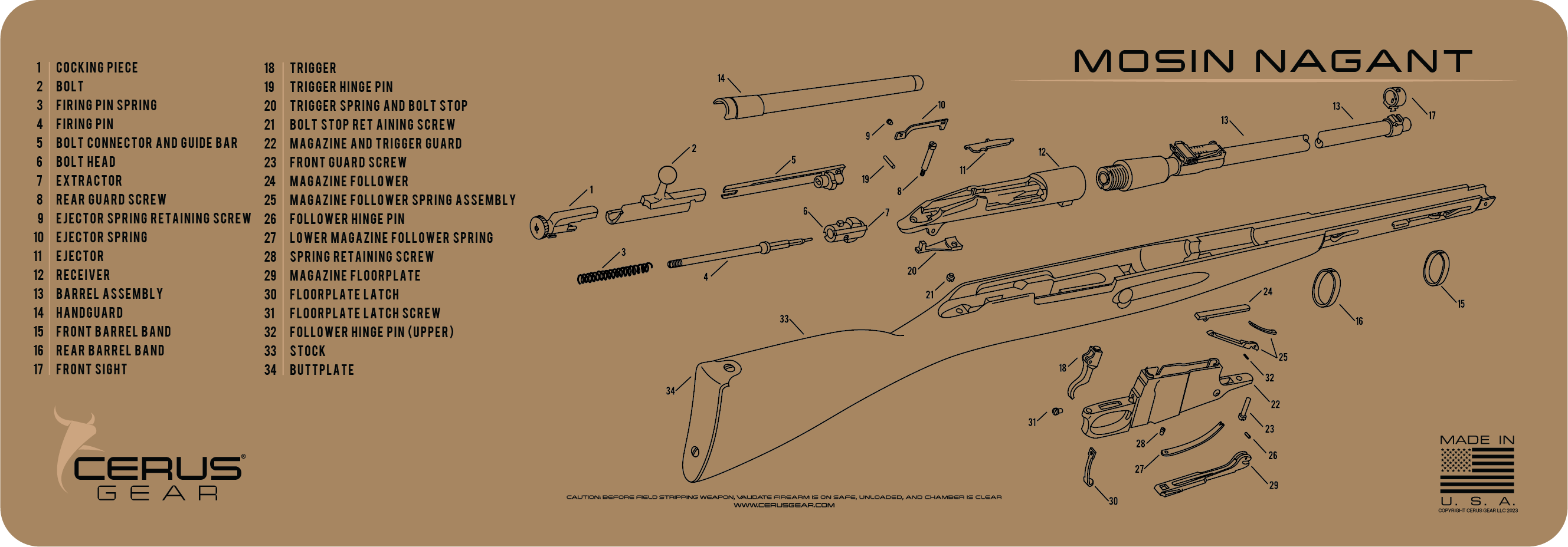 Mosin-Nagant Schematic Rifle Mat