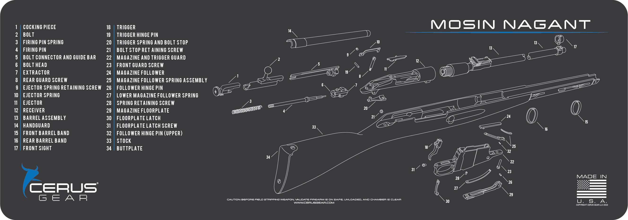Mosin-Nagant Schematic Rifle Mat