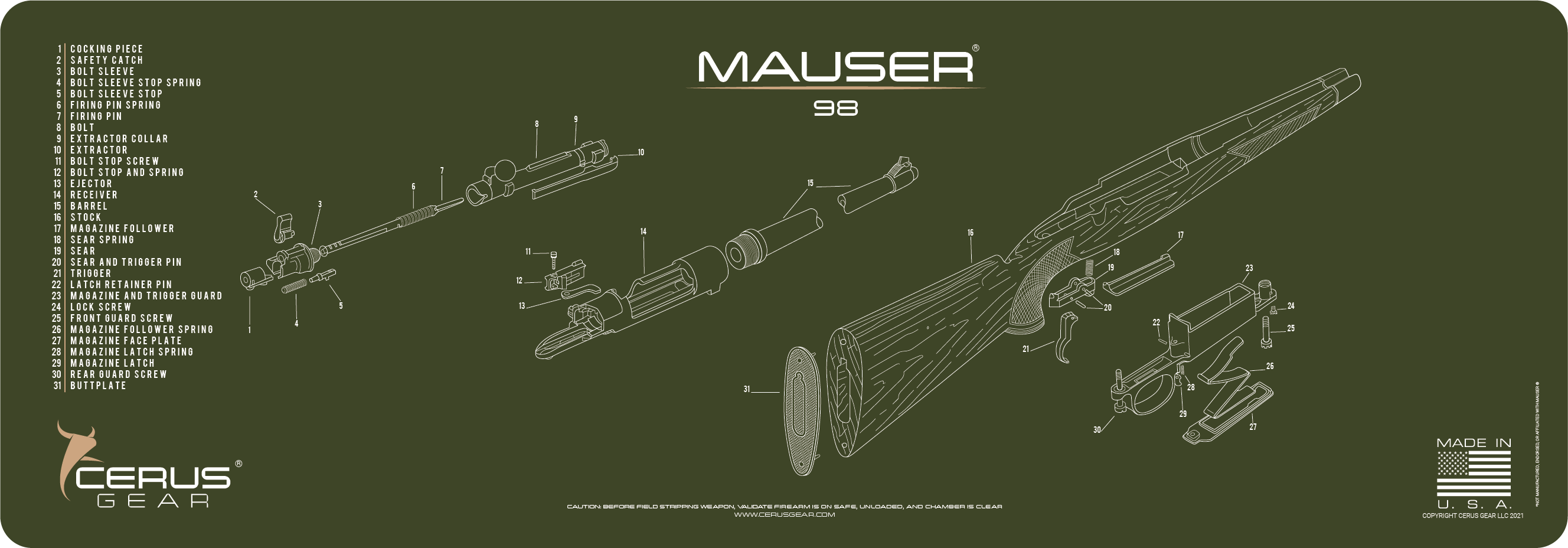 Mauser 98 Schematic Rifle Mat