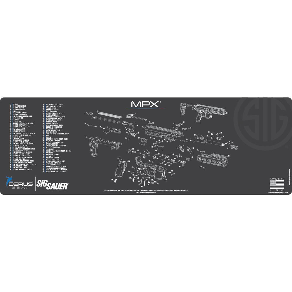 MPX Gun cleaning mat parts list armors mat